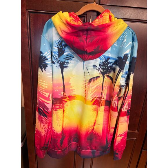 Into the Am Tropical Sunset Beach Palm Tree Hoodie Size L - Picture 2 of 10